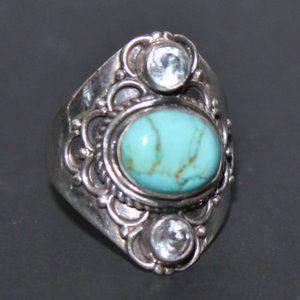 Turquoise Blue Topaz 925 Made in India Ring